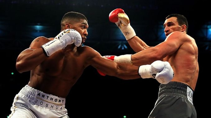 Heavyweight boxing star Anthony Joshua knocks out Wladimir Klitschko to